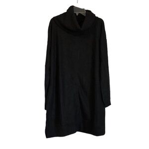 NWT Lulus Sweater Dress Sz M Black Fuzzy Cowl Neck Pullover Fall Cozy Comfy